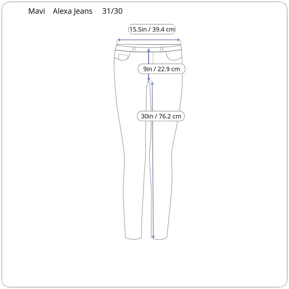 Mavi‎ Jeans Womens 31/30 Alexa Mid Rise Skinny Dark Wash Classic Stretch Ankle